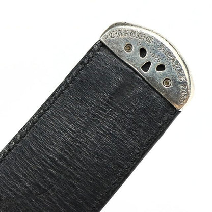 CHROME HEARTS 3PC OTJ Leather Belt Black SV925 Size 38