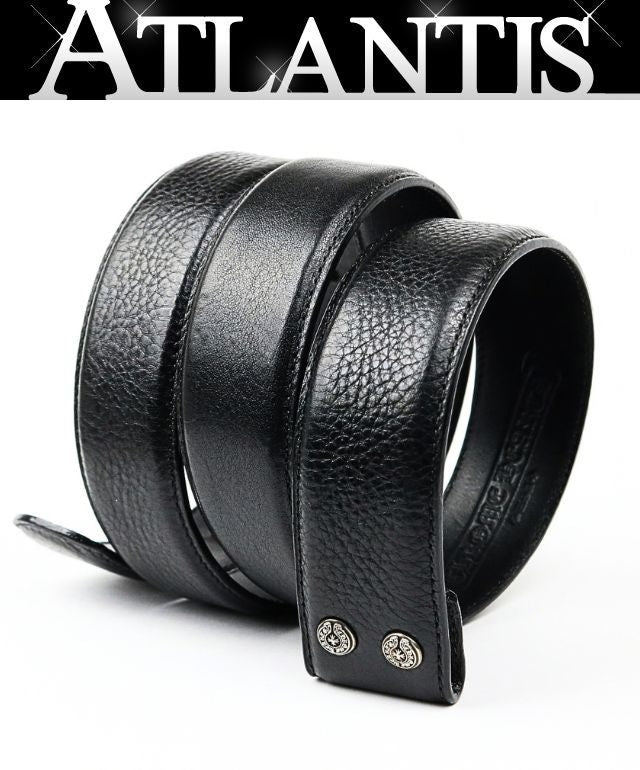 CHROME HEARTS 1.5" Leather Belt Strap SV925 Black Size 38