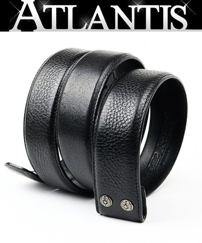 CHROME HEARTS 1.5" Leather Belt Strap SV925 Black Size 38