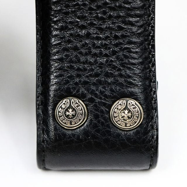 CHROME HEARTS 1.5" Leather Belt Strap SV925 Black Size 38