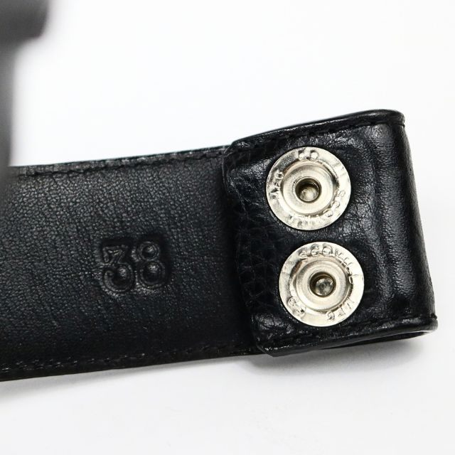 CHROME HEARTS 1.5" Leather Belt Strap SV925 Black Size 38