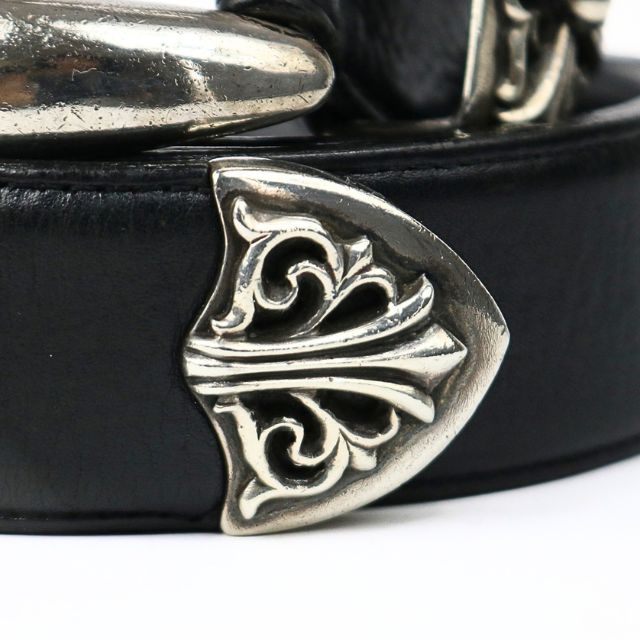 CHROME HEARTS 3PC Classic Leather Belt SV925 Size 38