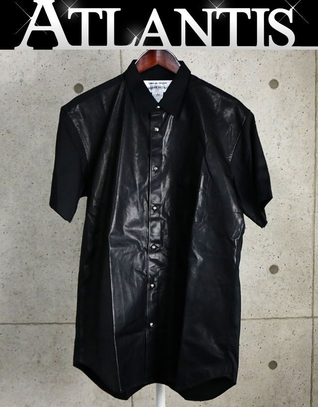 CHROME HEARTS x CDG Leather Panel Short Sleeve Shirt Size L