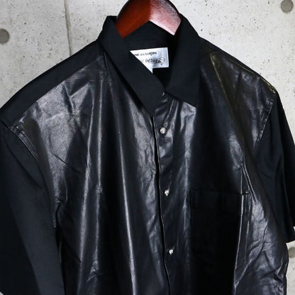 CHROME HEARTS x CDG Leather Panel Short Sleeve Shirt Size L