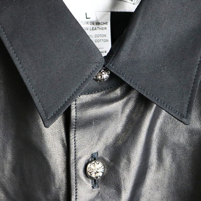 CHROME HEARTS x CDG Leather Panel Short Sleeve Shirt Size L