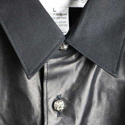 CHROME HEARTS x CDG Leather Panel Short Sleeve Shirt Size L