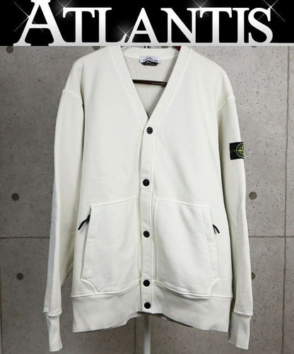STONE ISLAND V-Neck Sweat Cardigan Beige Sweatshirt Size XXXL