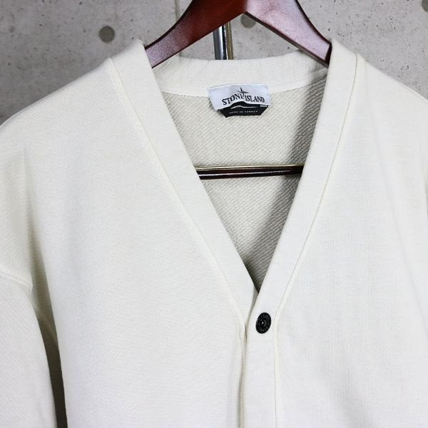 STONE ISLAND V-Neck Sweat Cardigan Beige Sweatshirt Size XXXL