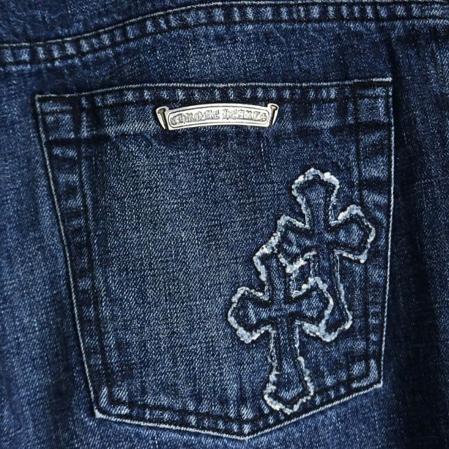CHROME HEARTS Blue Cross Patch Denim Jeans Size 38
