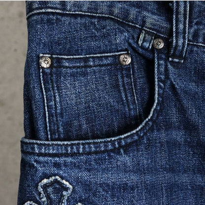 CHROME HEARTS Blue Cross Patch Denim Jeans Size 38