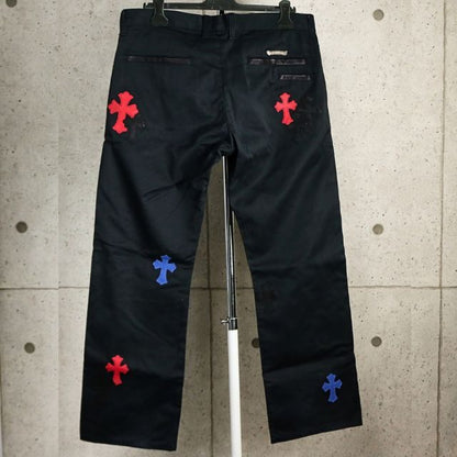 CHROME HEARTS Black Multi Cross Patch Chino Pants Size 36