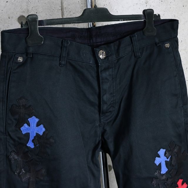 CHROME HEARTS Black Multi Cross Patch Chino Pants Size 36