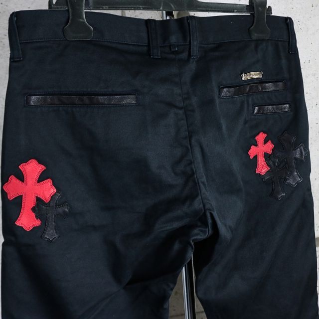 CHROME HEARTS Black Multi Cross Patch Chino Pants Size 36