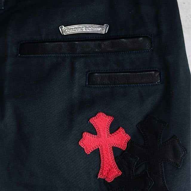 CHROME HEARTS Black Multi Cross Patch Chino Pants Size 36