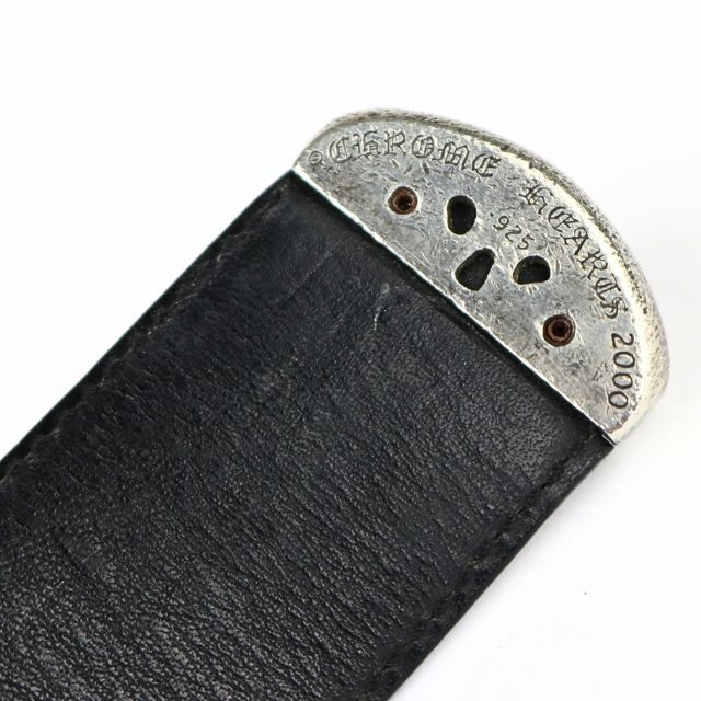 CHROME HEARTS 3PC OTJ Leather Belt Black SV925 Size 36