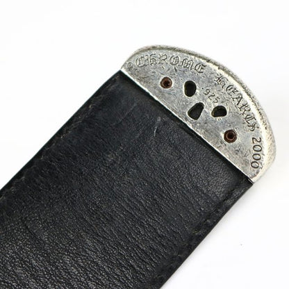 CHROME HEARTS 3PC OTJ Leather Belt Black SV925 Size 36