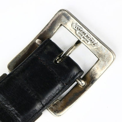 CHROME HEARTS 3PC OTJ Leather Belt Black SV925 Size 36