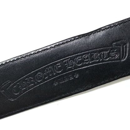 CHROME HEARTS 3PC OTJ Leather Belt Black SV925 Size 36