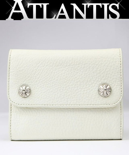 CHROME HEARTS Cross Button Mini Wave Wallet White Lthr SV925