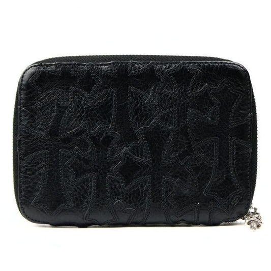 CHROME HEARTS Cemetery Cross Patch Bank Robber Wallet Black