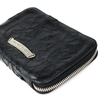 CHROME HEARTS Cemetery Cross Patch Bank Robber Wallet Black