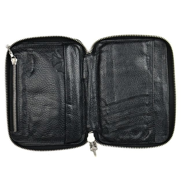 CHROME HEARTS Cemetery Cross Patch Bank Robber Wallet Black