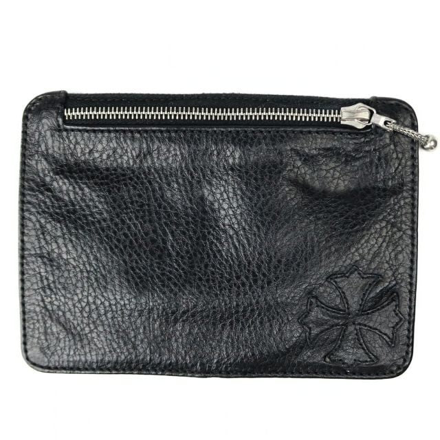 CHROME HEARTS Cemetery Cross Patch Bank Robber Wallet Black