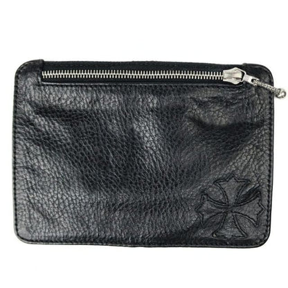 CHROME HEARTS Cemetery Cross Patch Bank Robber Wallet Black