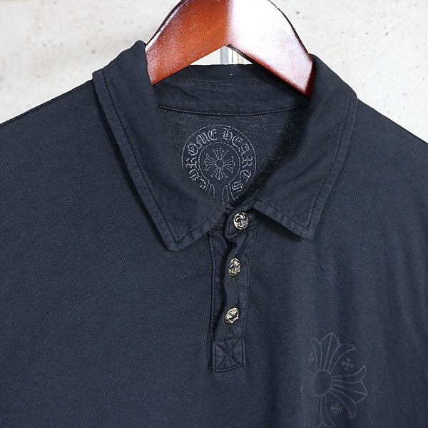 CHROME HEARTS Old BS Fleur Button Polo Black Size L