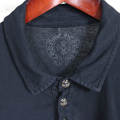 CHROME HEARTS Old BS Fleur Button Polo Black Size L