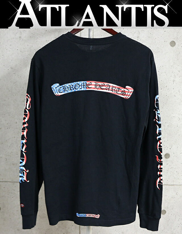 CHROME HEARTS PPO American Flag Print Long Tee Black Size L