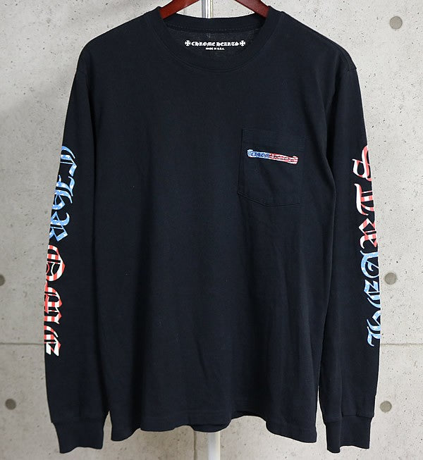CHROME HEARTS PPO American Flag Print Long Tee Black Size L