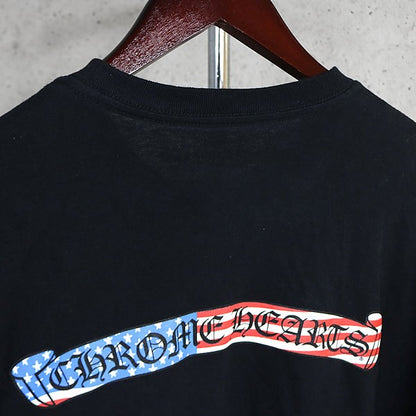 CHROME HEARTS PPO American Flag Print Long Tee Black Size L