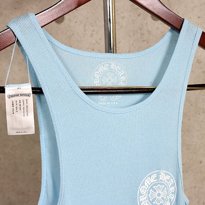 CHROME HEARTS New Horseshoe Print Tank Top Blue Size L