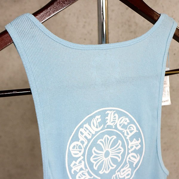 CHROME HEARTS New Horseshoe Print Tank Top Blue Size L