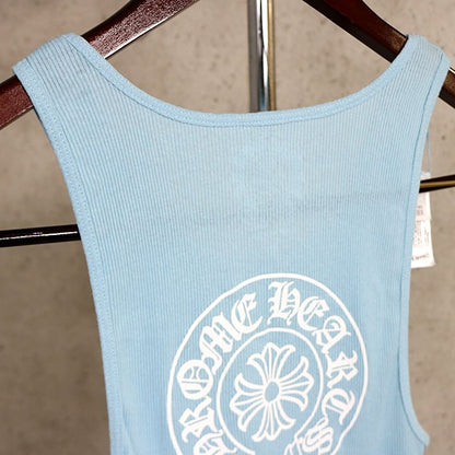 CHROME HEARTS New Horseshoe Print Tank Top Blue Size L