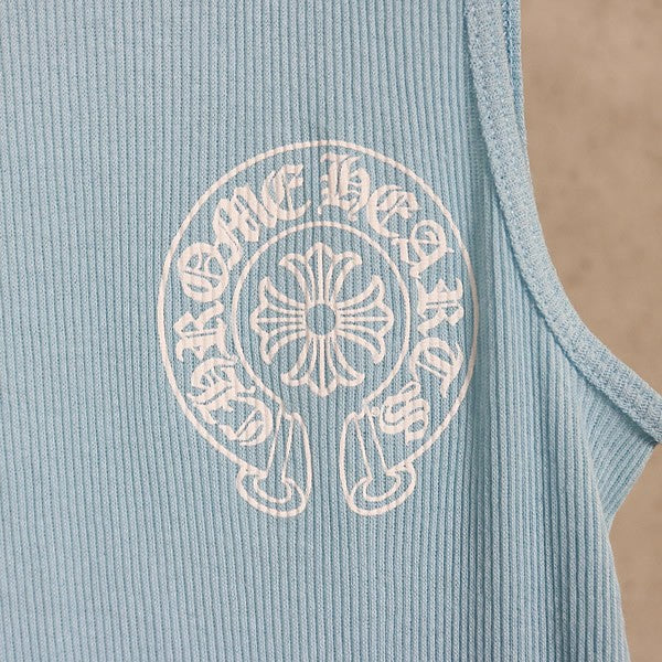 CHROME HEARTS New Horseshoe Print Tank Top Blue Size L