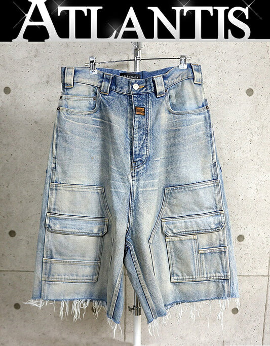 BALENCIAGA 2025 Denim Shorts Light Blue Size S