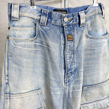 BALENCIAGA 2025 Denim Shorts Light Blue Size S