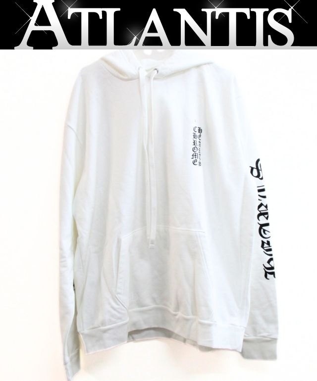 CHROME HEARTS Old English Vertical Logo Hoodie White Size L