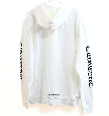 CHROME HEARTS Old English Vertical Logo Hoodie White Size L
