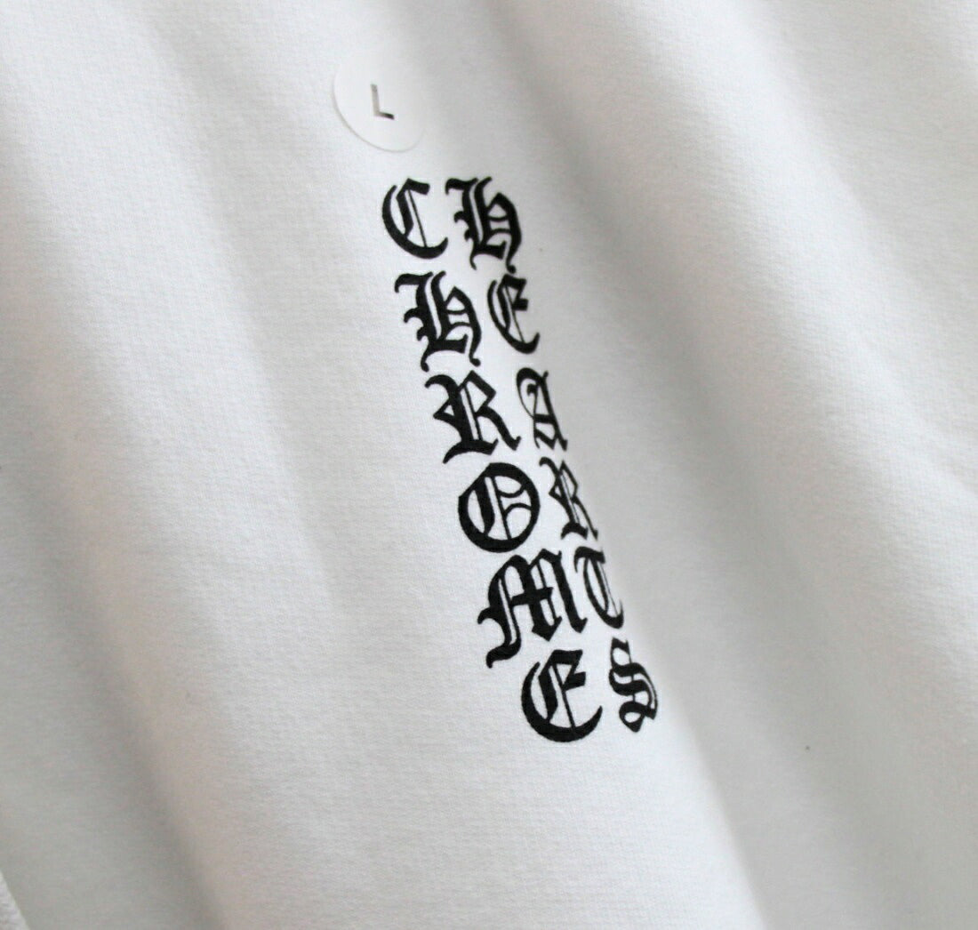CHROME HEARTS Old English Vertical Logo Hoodie White Size L