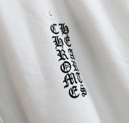 CHROME HEARTS Old English Vertical Logo Hoodie White Size L