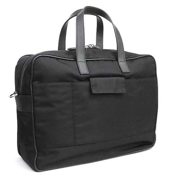 PRADA Triangle Logo 2-Way Nylon Briefcase Black