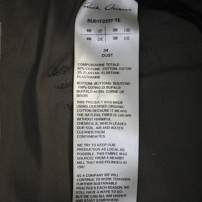 RICK OWENS Mastodon Megacargo Pants Khaki Size 48