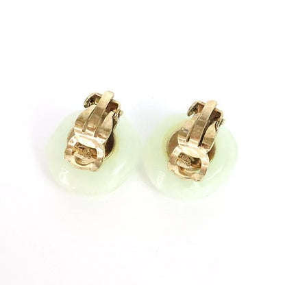 CHANEL Camellia Coco Mark Green Earrings