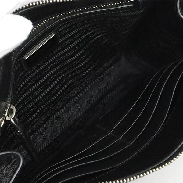 PRADA Triangle Logo Leather Bag Black
