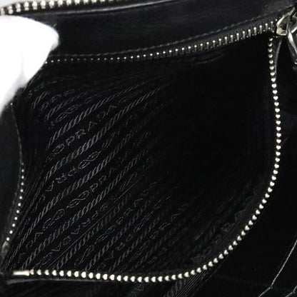 PRADA Triangle Logo Leather Bag Black