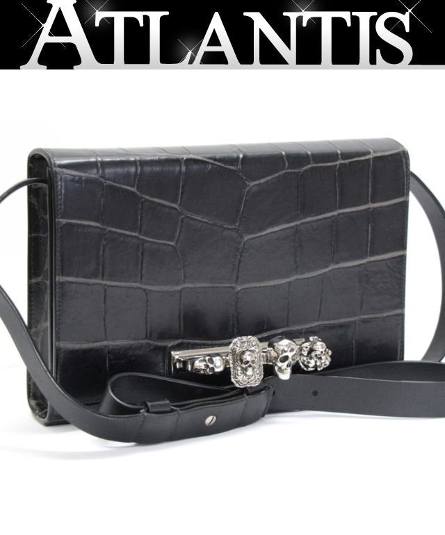 AlexanderMcQUEEN 4 Ring Skull Knuckle Shoulder Bag Black