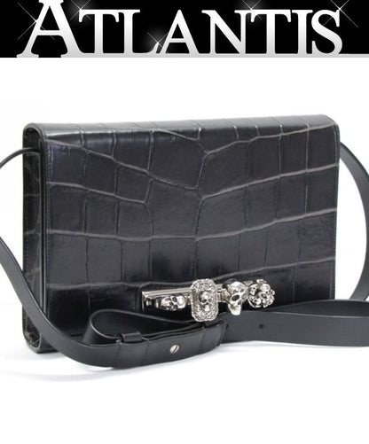 AlexanderMcQUEEN 4 Ring Skull Knuckle Shoulder Bag Black